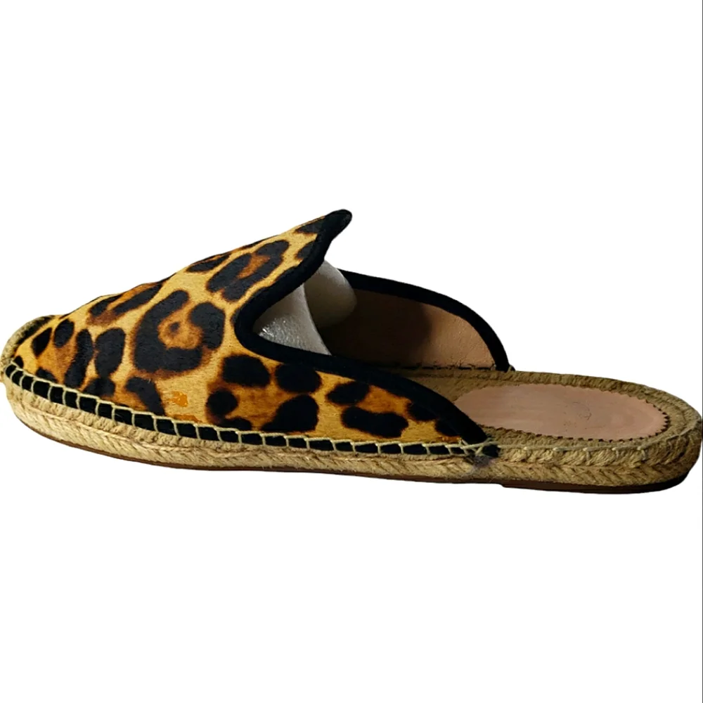 J. Crew Leopard Print Espadrille Mules in Brown and Black